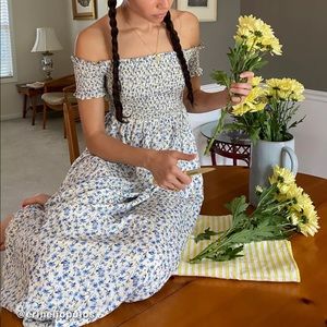 UO Emily Smocked Off The Shoulder Midi Dress